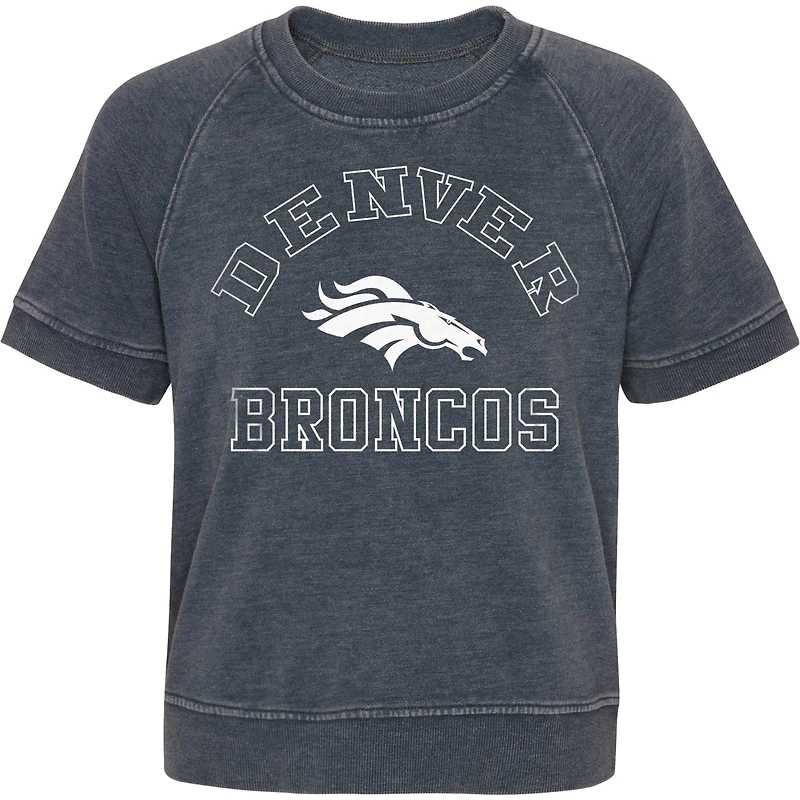 Girls Juniors Heather Charcoal Denver Broncos Cheer Squad Raglan T-Shirt