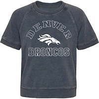 Girls Juniors Heather Charcoal Denver Broncos Cheer Squad Raglan T-Shirt