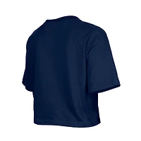 Girl's New Era Navy Denver Broncos Flip Sequin Boxy T-Shirt