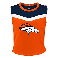 Ensemble deux pièces de pom-pom girl Spirit Cheer Orange des Broncos Denver pour tout-petit avec culotte bouffante