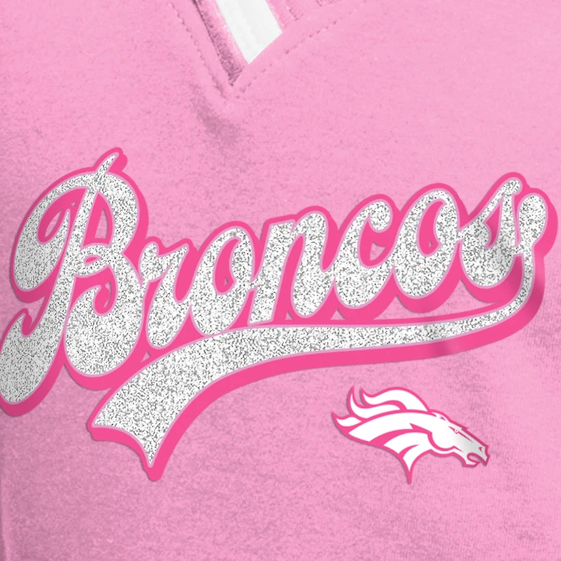 T-shirt à col en V raglan rose pour fille New Era Denver Broncos Mommy & Me Multiplier