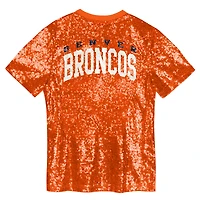 Girls Youth Orange Denver Broncos Wordmark Sequin V-Neck Top