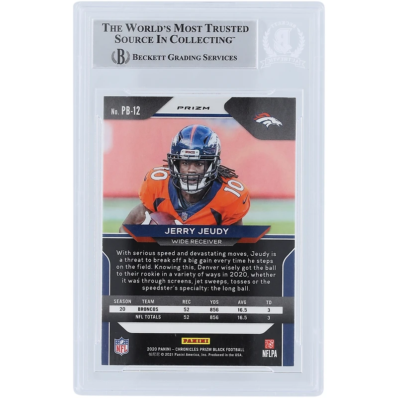 Carte de recrue authentifiée signée Jerry Jeudy Denver Broncos Panini Prizm 2020 noir argent #PB-12 Beckett Fanatics