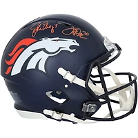 Casque Riddell Speed ​​Authentic 2024 des Broncos de Denver, autographié par John Elway et Terrell Davis - Signature à l'encre orange