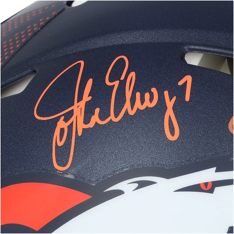 Casque Riddell Speed ​​Authentic 2024 des Broncos de Denver, autographié par John Elway et Terrell Davis - Signature à l'encre orange