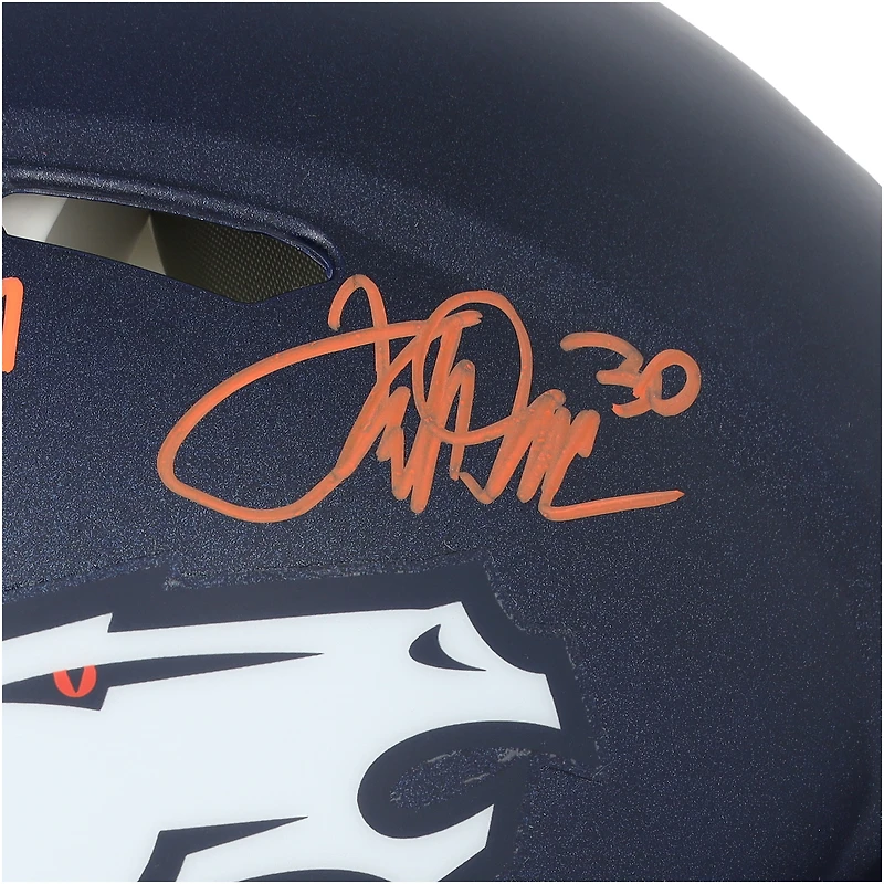 John Elway & Terrell Davis Denver Broncos Autographed Riddell 2024 Speed Authentic Helmet - Signed in Orange Ink