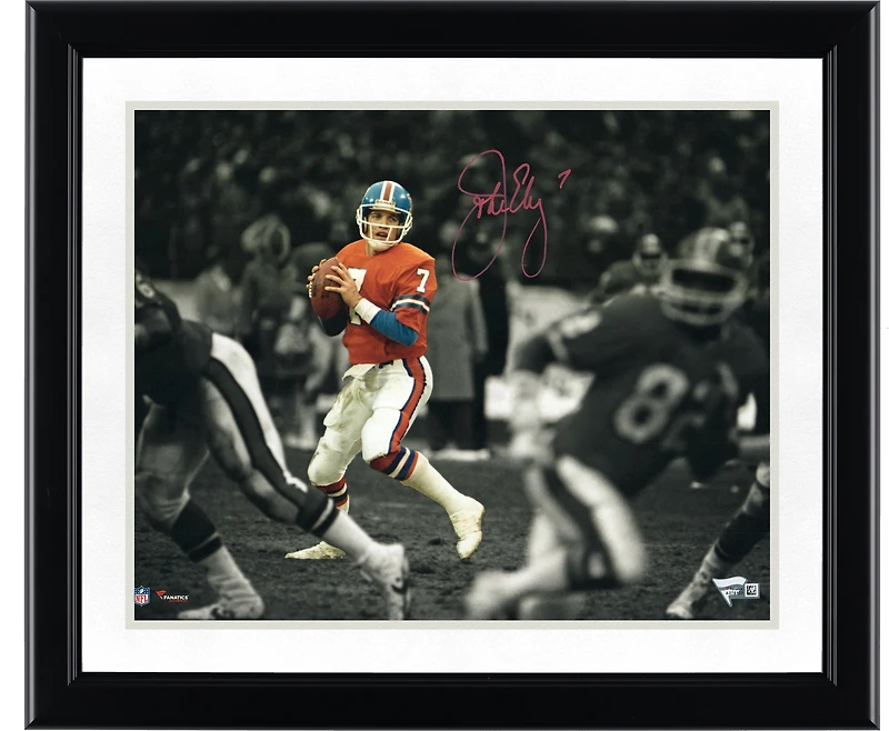 John Elway Denver Broncos Autographed 11" x 14" Throwback Jersey Spotlight Photograph