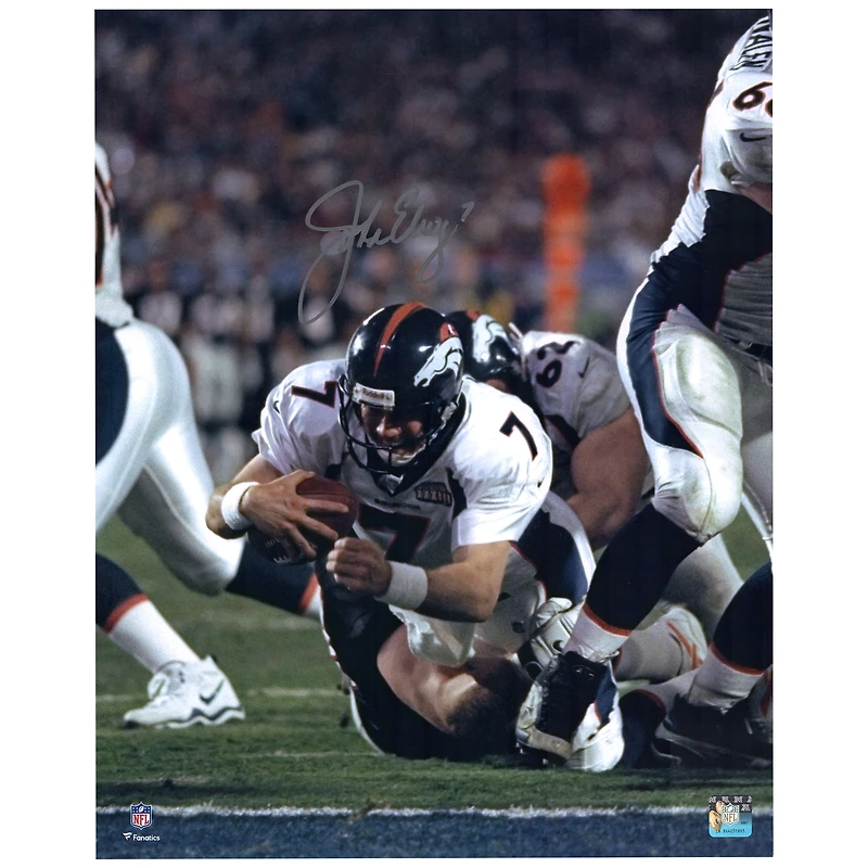 John Elway Denver Broncos Autographed 16" x 20" Diving Photograph