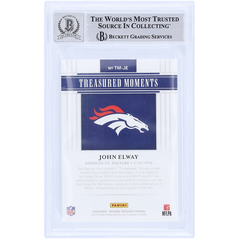 John Elway Denver Broncos Autographed 2020 Panini National Treasures Treasured Moments #TM-JE #/99 Beckett Fanatics Witnessed Authenticated 10 Card