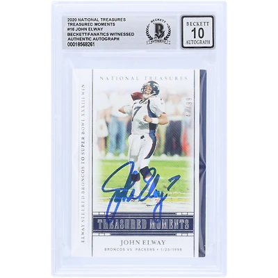 John Elway Denver Broncos Autographed 2020 Panini National Treasures Treasured Moments #TM-JE #/99 Beckett Fanatics Witnessed Authenticated 10 Card