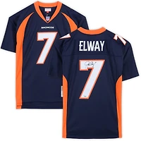 Maillot Mitchell & Ness Legacy bleu marine autographié par John Elway des Broncos de Denver