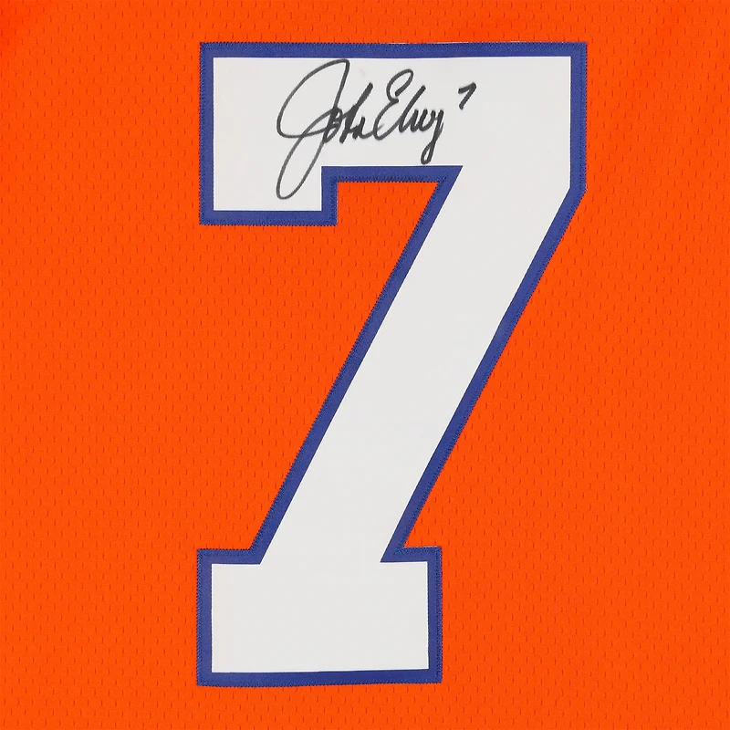John Elway Denver Broncos Autographed Orange Mitchell & Ness 1990 Legacy Jersey  