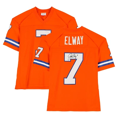 John Elway Denver Broncos Autographed Orange Mitchell & Ness 1990 Legacy Jersey  