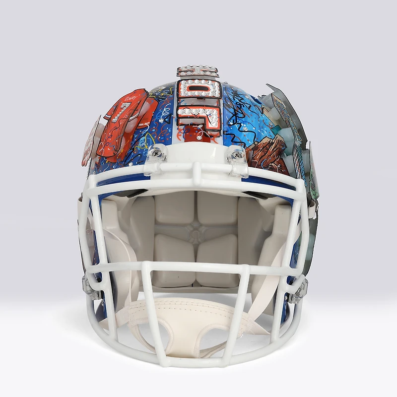 John Elway Denver Broncos Autographed Riddell 1975-1996 Throwback Speed Authentic Helmet - Art by Charles Fazzino - NF70445099