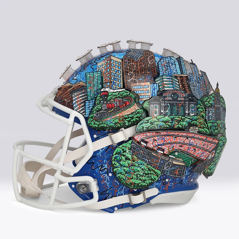 John Elway Denver Broncos Autographed Riddell 1975-1996 Throwback Speed Authentic Helmet - Art by Charles Fazzino - NF70445099