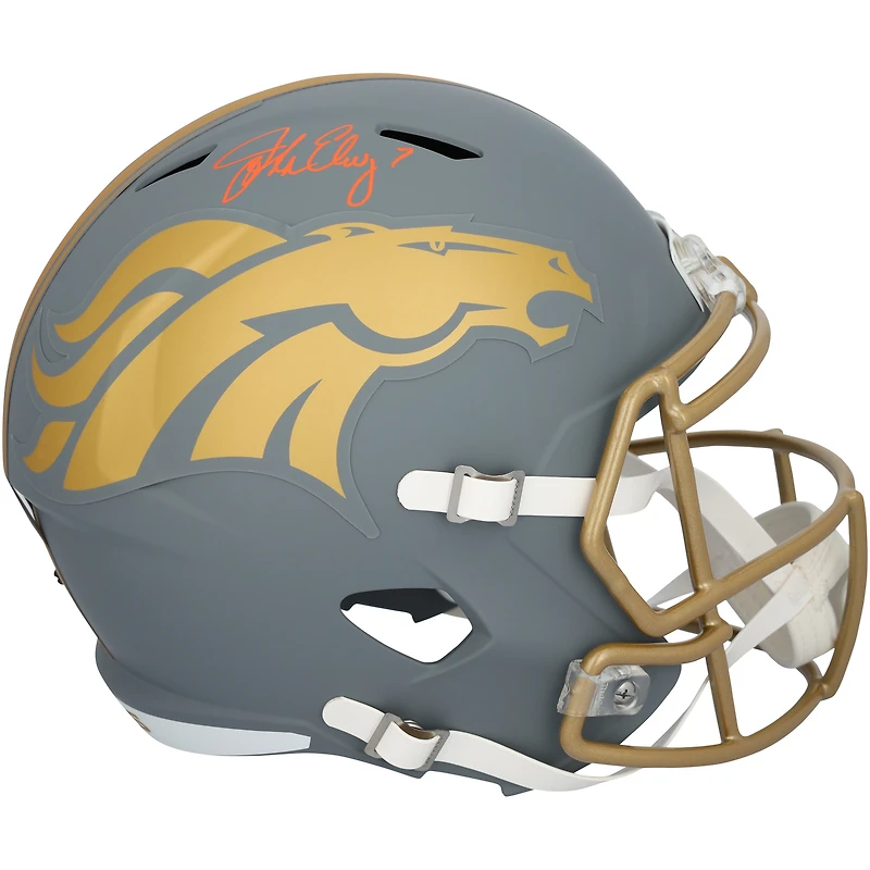 John Elway Denver Broncos Autographed Riddell 2024 Slate Speed Replica Helmet  