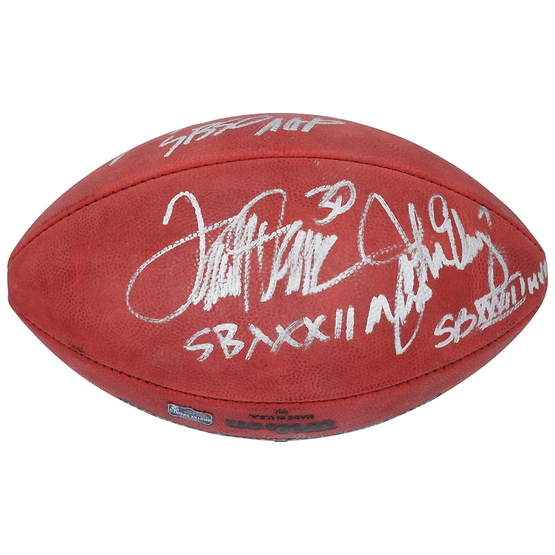 John Elway, Von Miller & Terrell Davis Denver Broncos Autographed Wilson Duke Full Color Football with Multiple Super Bowl MVP Inscriptions