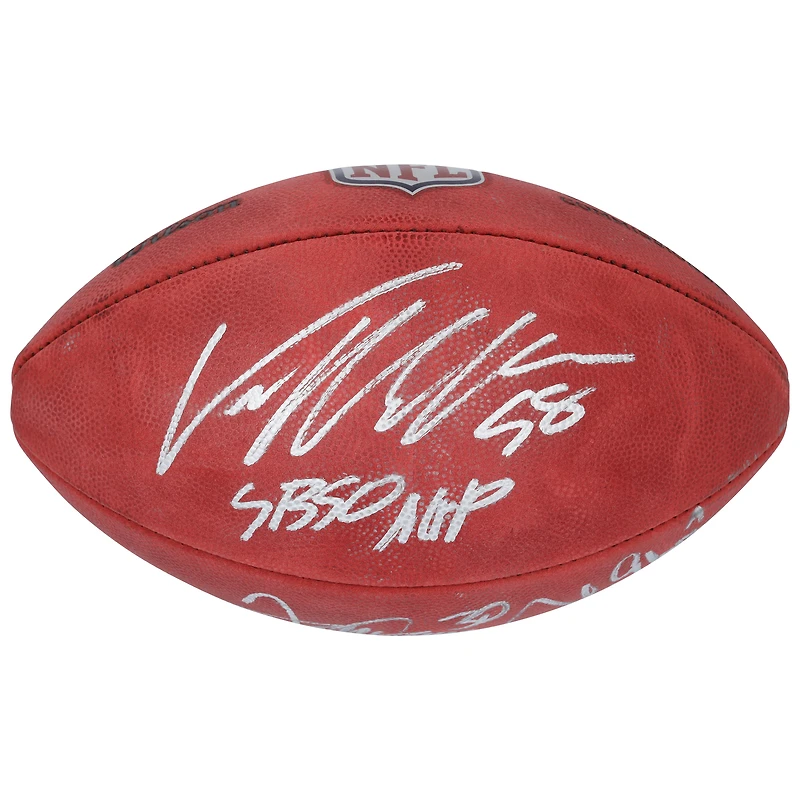 John Elway, Von Miller & Terrell Davis Denver Broncos Autographed Wilson Duke Full Color Football with Multiple Super Bowl MVP Inscriptions