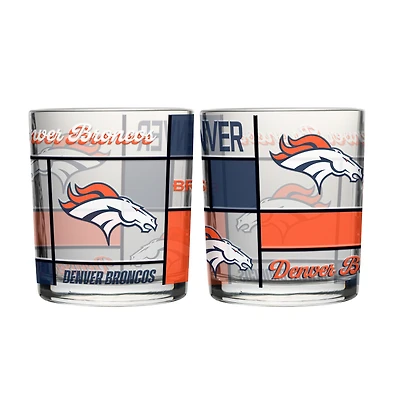 Ensemble de deux verres à whisky matelassés et teintés de 35 cl (12 oz) Logo Brands Denver Broncos