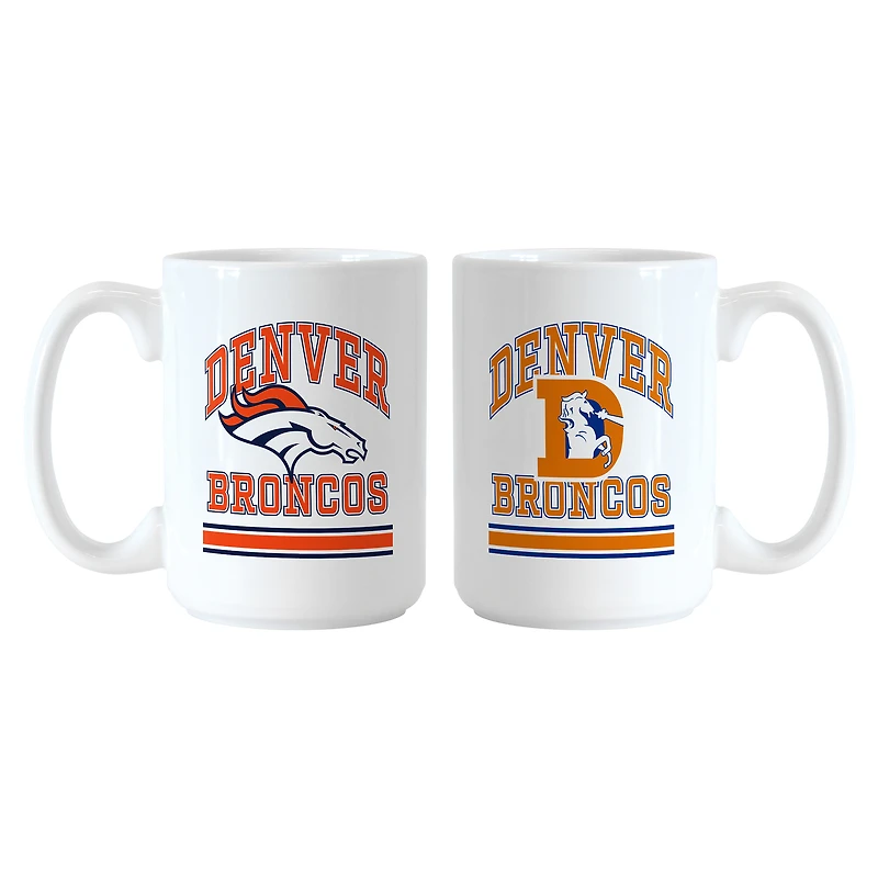 Ensemble de tasses Logo Brands Denver Broncos 15 oz. Modèle actuel et rétro