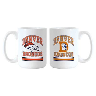 Logo Brands Denver Broncos 15oz. Current & Throwback Mug Set