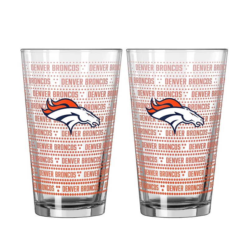 Ensemble de deux verres à bière Logo Brands Denver Broncos Chant Fade de 473 ml (16 oz).
