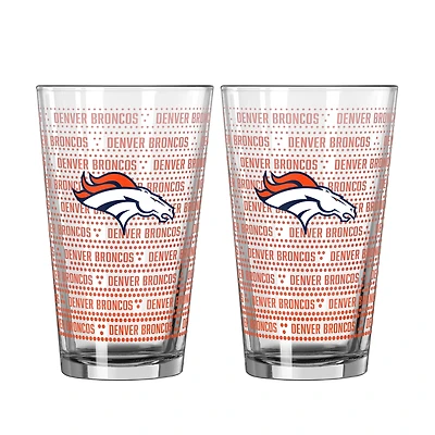 Ensemble de deux verres à bière Logo Brands Denver Broncos Chant Fade de 473 ml (16 oz).