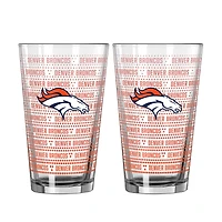 Ensemble de deux verres à bière Logo Brands Denver Broncos Chant Fade de 473 ml (16 oz).