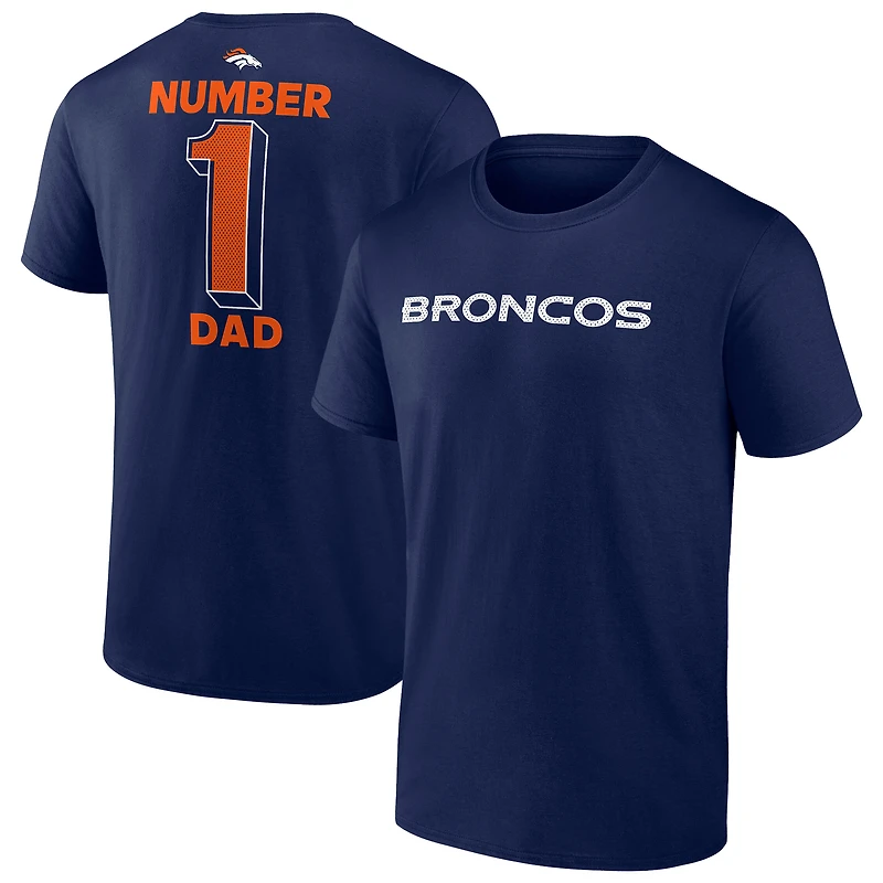 T-shirt Fanatics pour homme, bleu marine, Denver Broncos, grand et grand, numéro un, papa