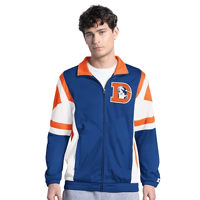 Veste de survêtement zippée intégrale avec logo vintage Contender des Denver Broncos Starter Blue pour homme