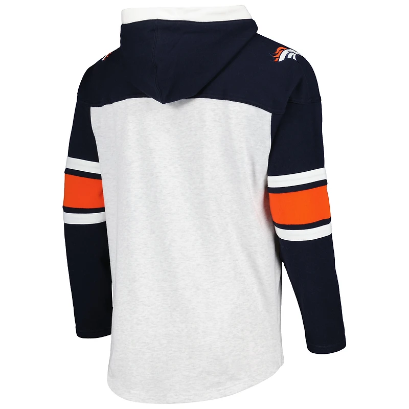 Chandail à capuchon lacets gris chiné pour hommes '47 Denver Broncos Gridiron