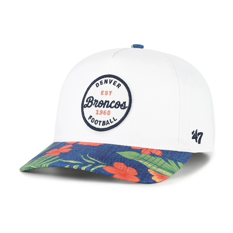 Casquette ajustable Denver Broncos Beach Side Hitch blanche et marine pour homme, modèle 47