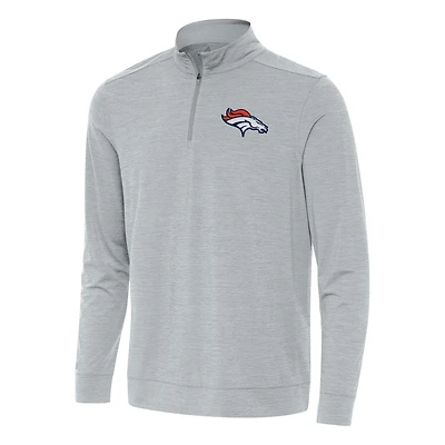 Haut à fermeture éclair quart de tour Antigua Heather Grey pour homme des Denver Broncos