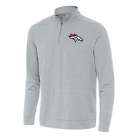 Haut à fermeture éclair quart de tour Antigua Heather Grey pour homme des Denver Broncos