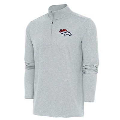 Pull à col rond et fermeture éclair quart de tour Hunk des Broncos Denver, gris chiné, Antigua pour homme
