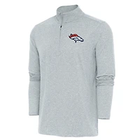Pull à col rond et fermeture éclair quart de tour Hunk des Broncos Denver, gris chiné, Antigua pour homme
