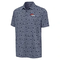 Men's Antigua Heather Navy Denver Broncos Relentless Polo