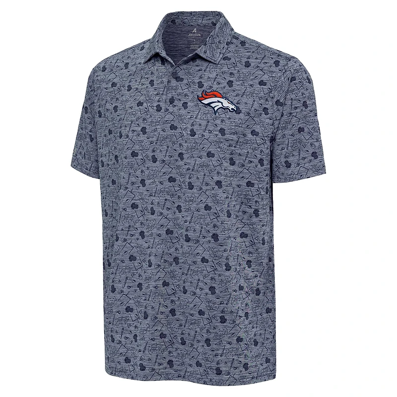 Polo Relentless pour homme Antigua Heather Navy des Denver Broncos