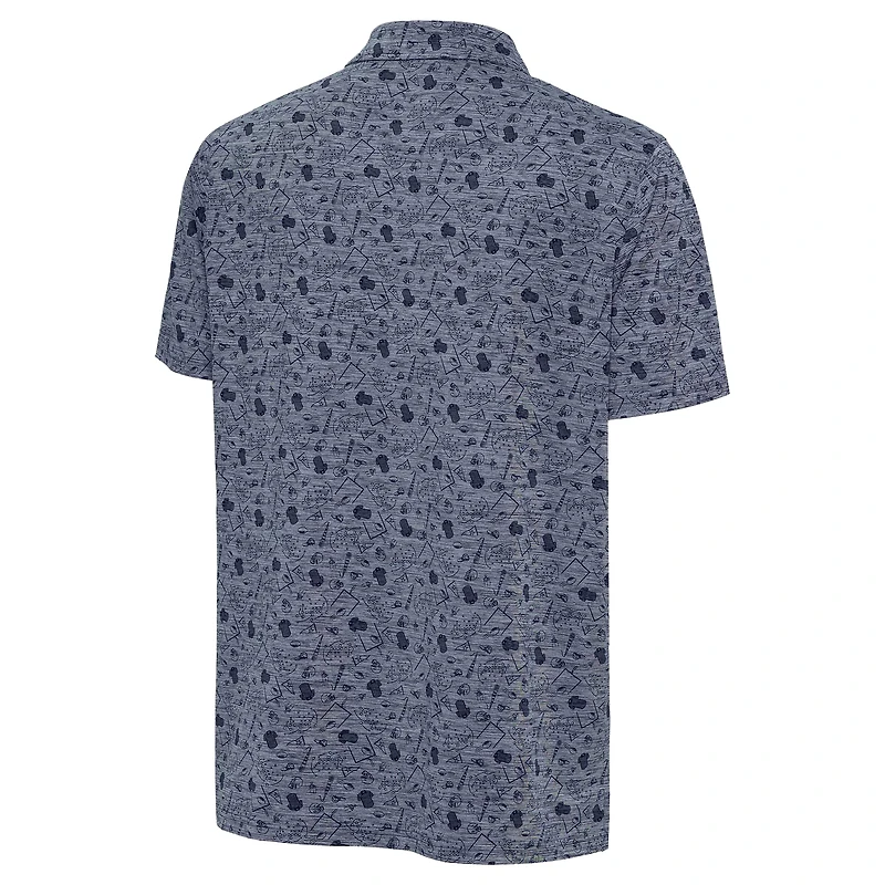 Men's Antigua Heather Navy Denver Broncos Relentless Polo