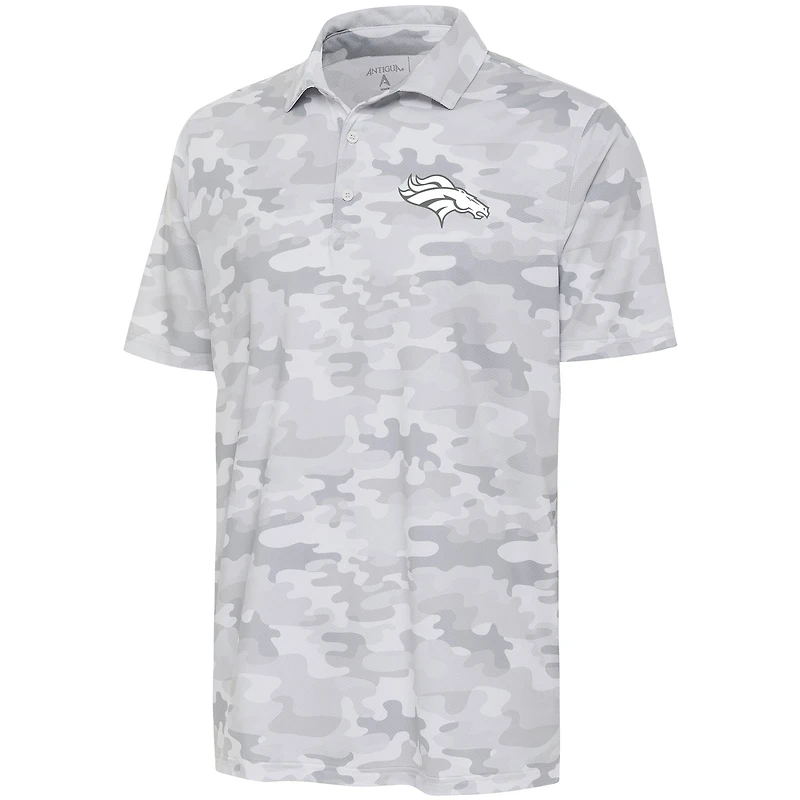 Men's Antigua White Denver Broncos Anthracite Logo Collide Polo