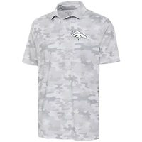 Men's Antigua White Denver Broncos Anthracite Logo Collide Polo