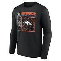 T-shirt à manches longues noir pour homme Denver Broncos, domicile, personnalisé avec nom et numéro