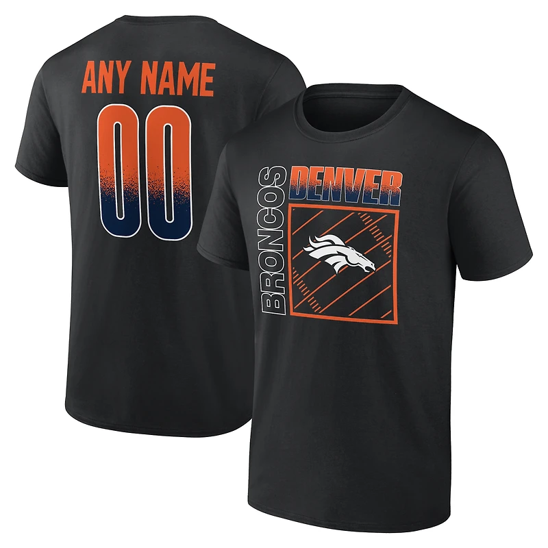 T-shirt noir pour homme Denver Broncos, domicile, personnalisé avec nom et numéro
