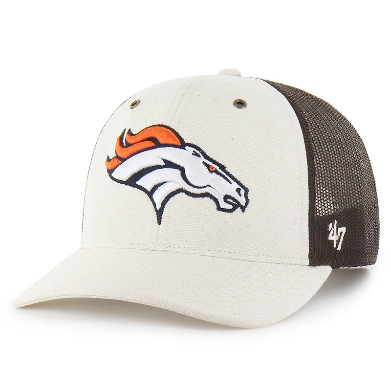 Men's Carhartt x '47 Natural/Brown Denver Broncos Undyed Trucker Adjustable Hat