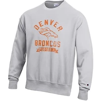 Men's Champion  Heather Gray Denver Broncos Reverse Weave Fleece Pullover Sweatshirt