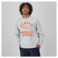 Sweat-shirt en polaire à tissage inversé Champion pour homme, gris chiné, des Denver Broncos