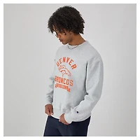 Men's Champion  Heather Gray Denver Broncos Reverse Weave Fleece Pullover Sweatshirt