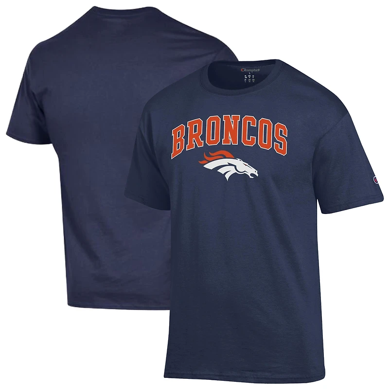 T-shirt Champion pour homme, bleu marine, logo Denver Broncos en arc de cercle