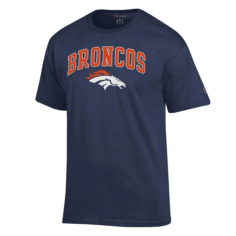 T-shirt Champion pour homme, bleu marine, logo Denver Broncos en arc de cercle