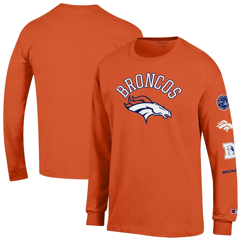 T-shirt à manches longues Champion Orange Denver Broncos Seal pour homme
